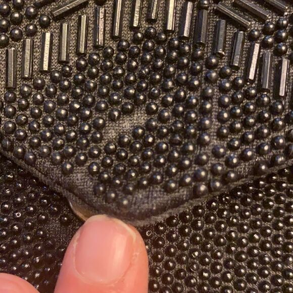 2/$15 Vintage Black Beaded Holiday Fair String Purse - Picture 9 of 9